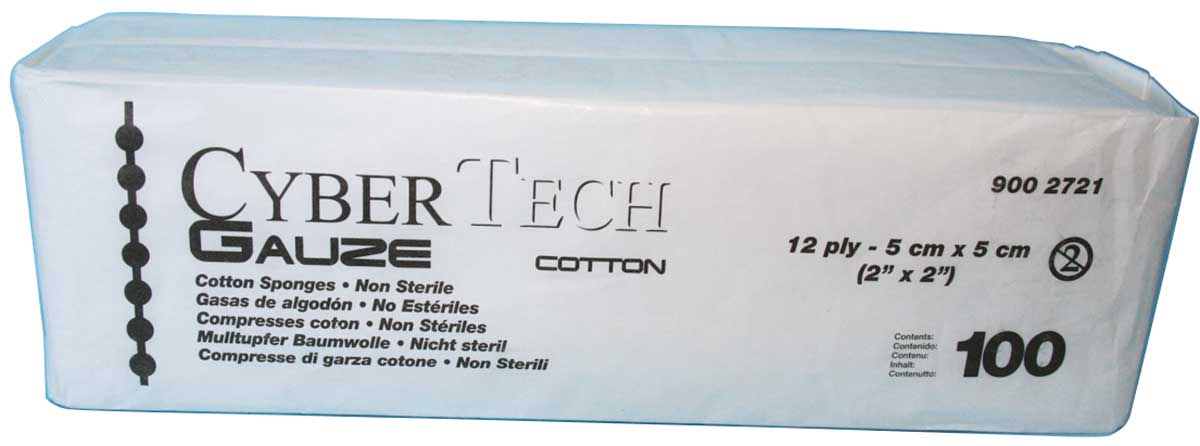 GASAS CYBERGAUZE N/ESTERIL 12PLY 5X5CM 100UD CYBER