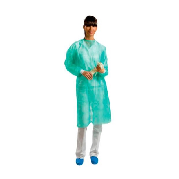 BATA NO ESTERIL PUÑOS ALGODÓN VERDE 110CM 50U - OMNIA