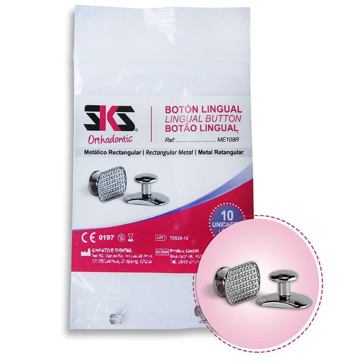 BOTON LINGUAL METALICO RECTANGULAR 10U SKS