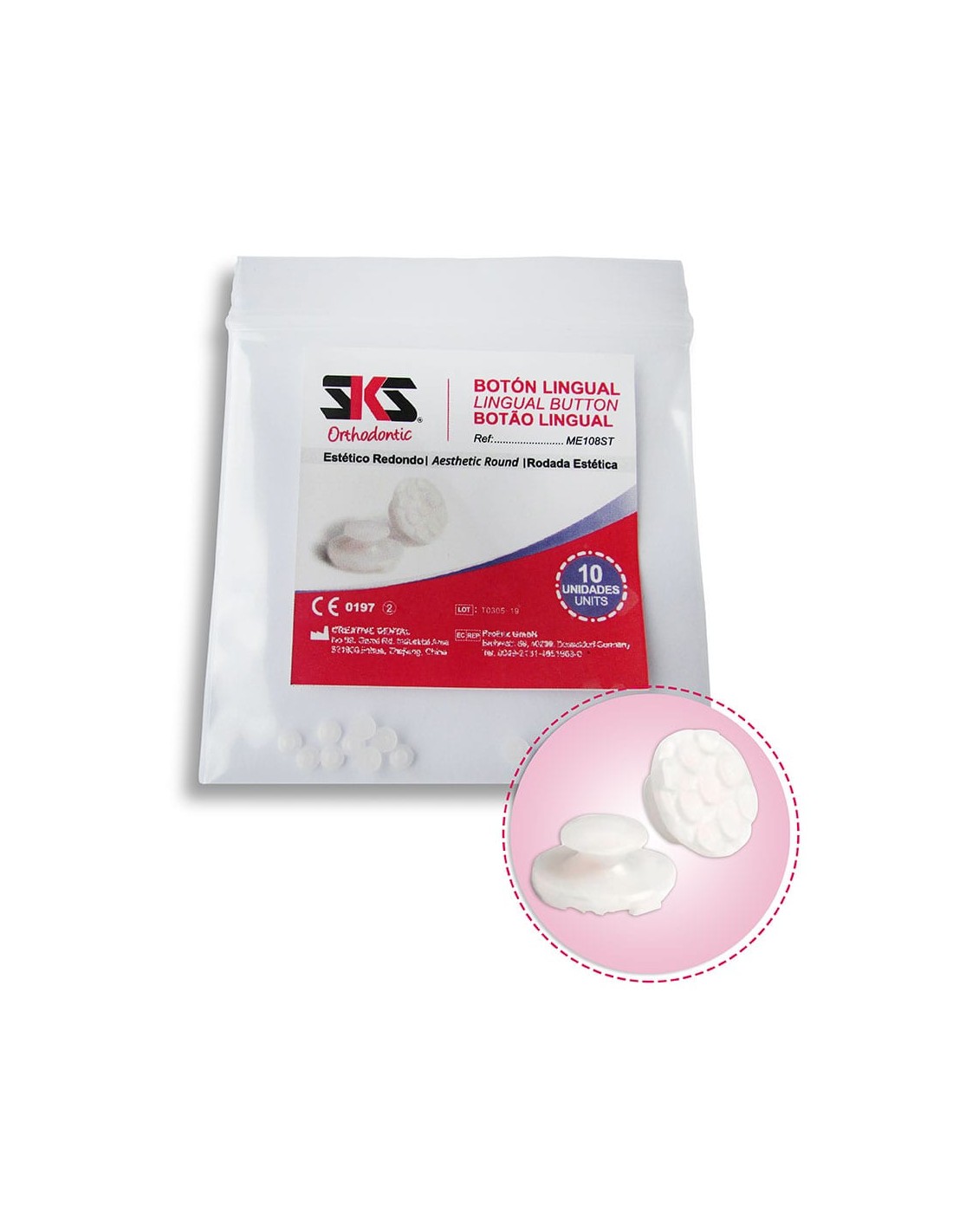 BOTON LINGUAL REDONDO ESTETICO 10U SKS