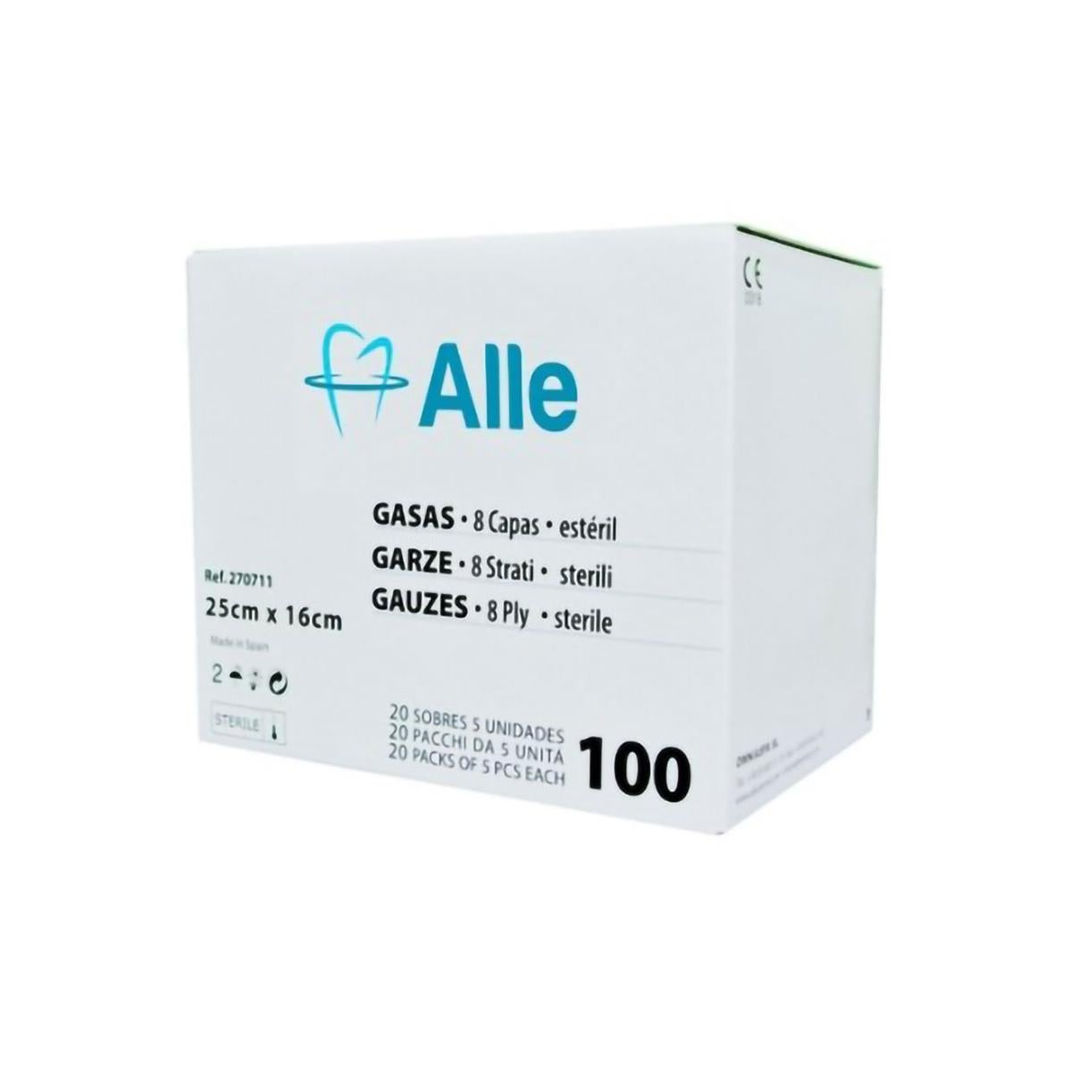 GASAS ESTÉRILES 7,5X6,5 CM 8 PLIEGUES 20U - ALLE