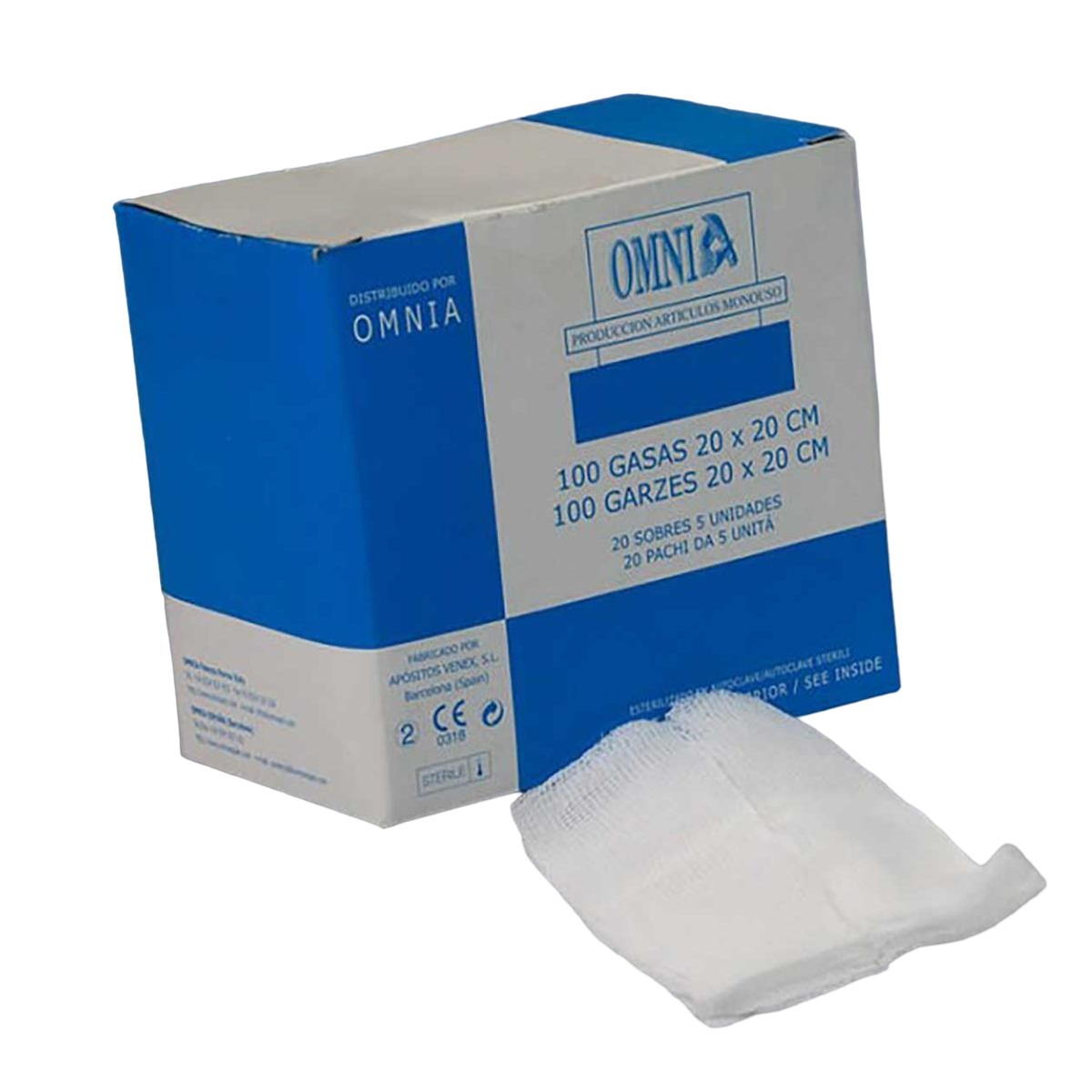 GASAS 5X5 TNT NO ESTÉRILES CUATRO CAPAS 600U - OMNIA