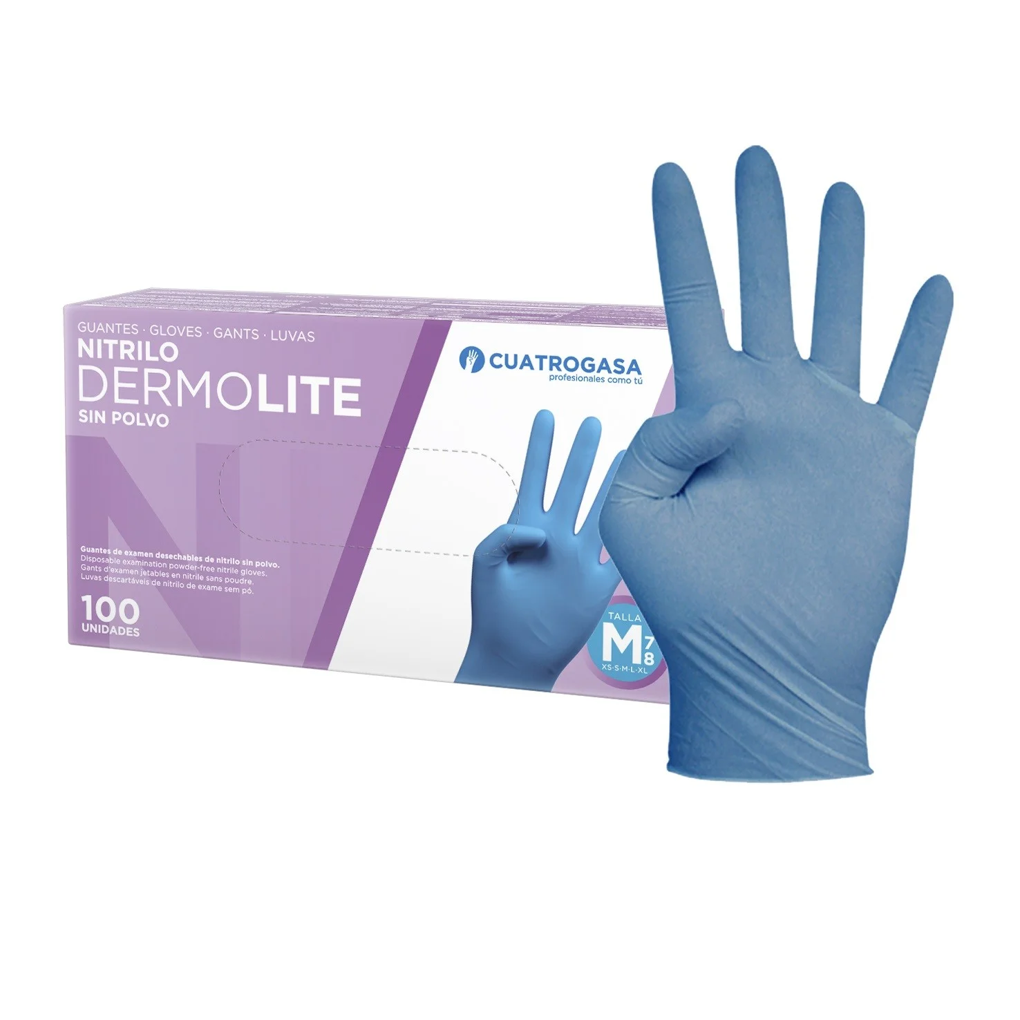 GUANTES NITRILO DERMOLITE AZUL CUATROGASA