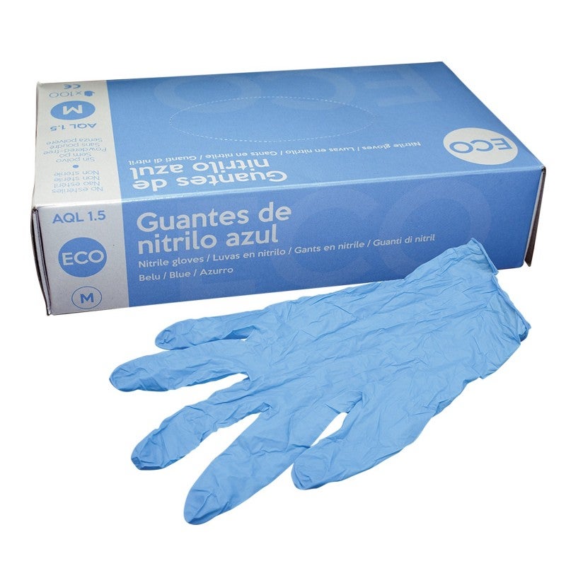 GUANTES EXAMEN NITRILO S/P AZUL ECONÓMICO S 100U -SANICEN