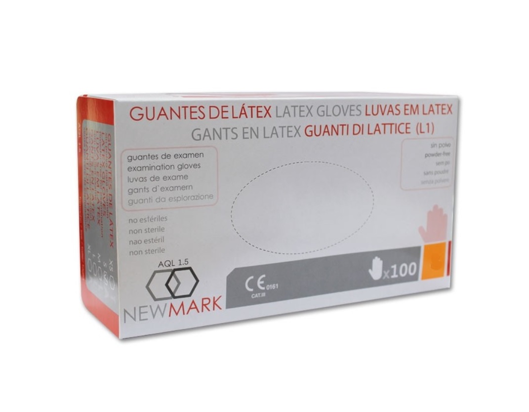 GUANTES LATEX SIN POLVO NEW MARK 100 UDS