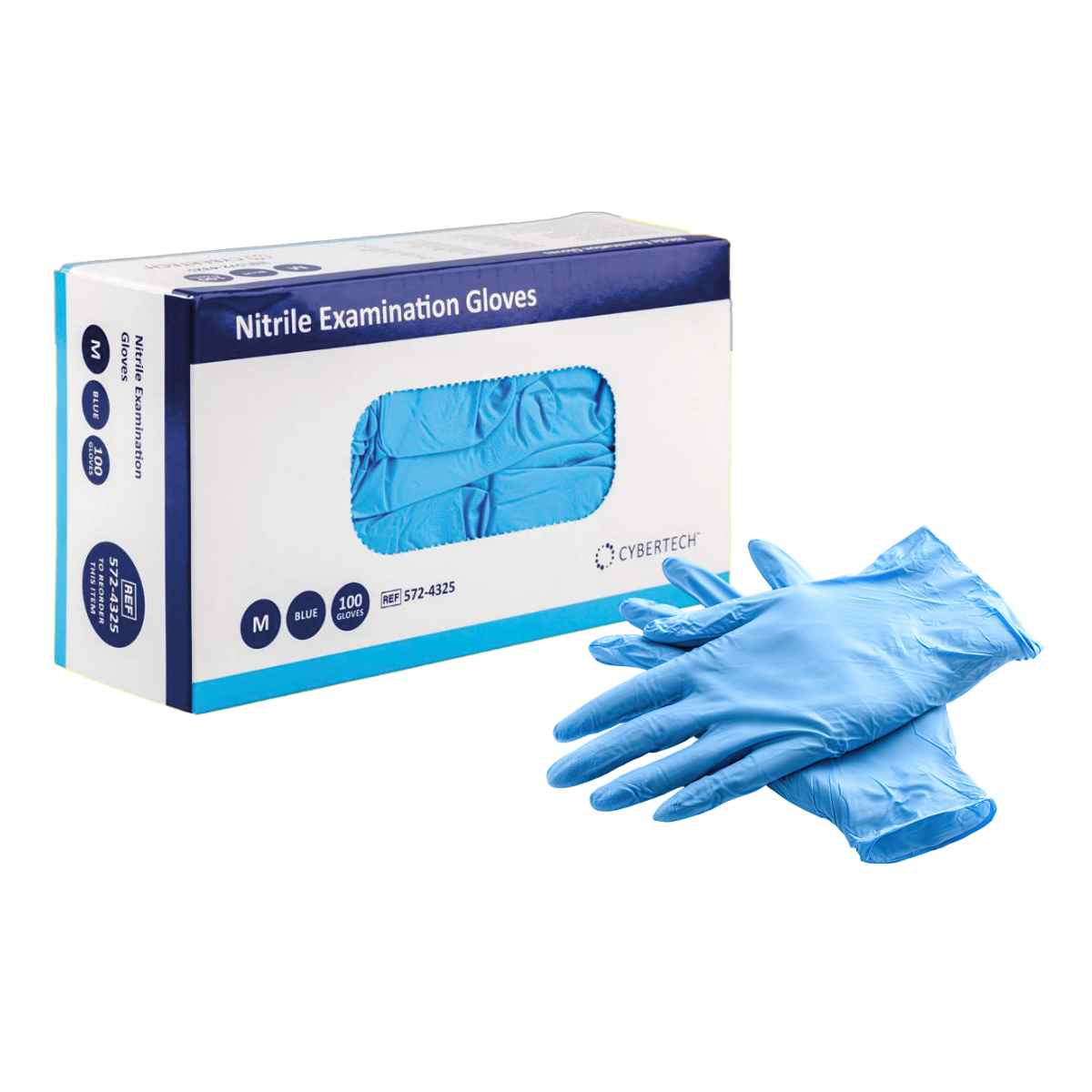 GUANTES NITRILO SIN POLVO AZUL CYBERTECH