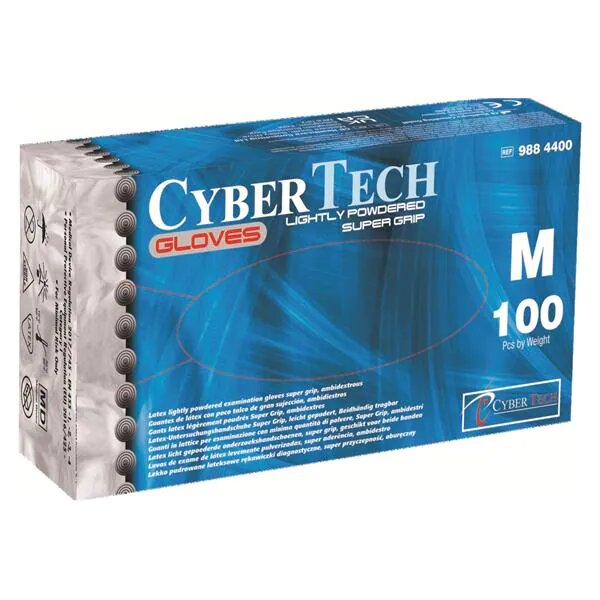 GUANTES LÁTEX SUPER AGARRE CON POLVO CYBERTECH