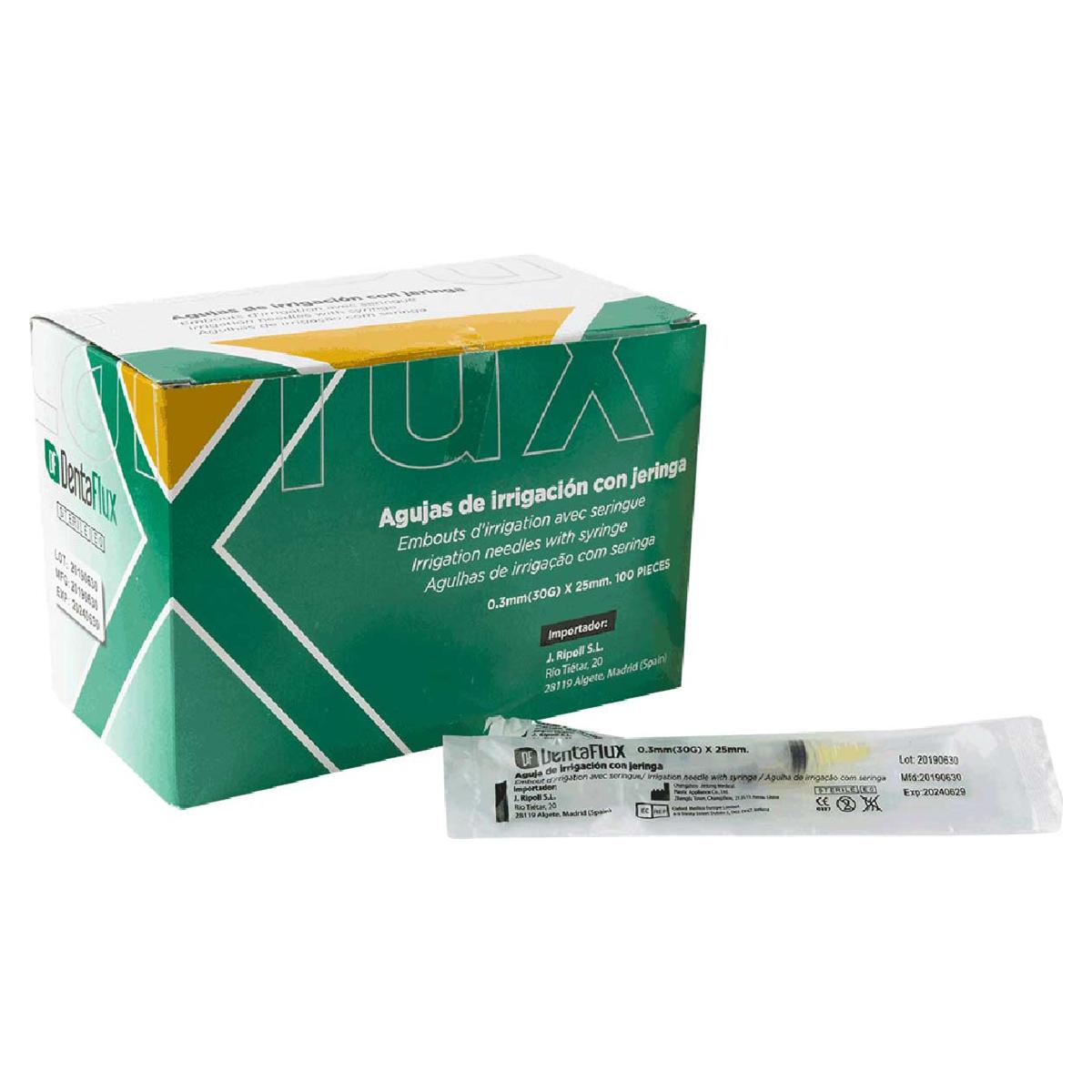 AGUJAS DE IRRIGACIÓN CON JERINGA 3ML DENTAFLUX