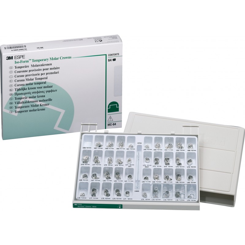 KIT CORONAS PREFORMADAS MOLARES ISO-FORM 64U MC64 SOLVENTUM