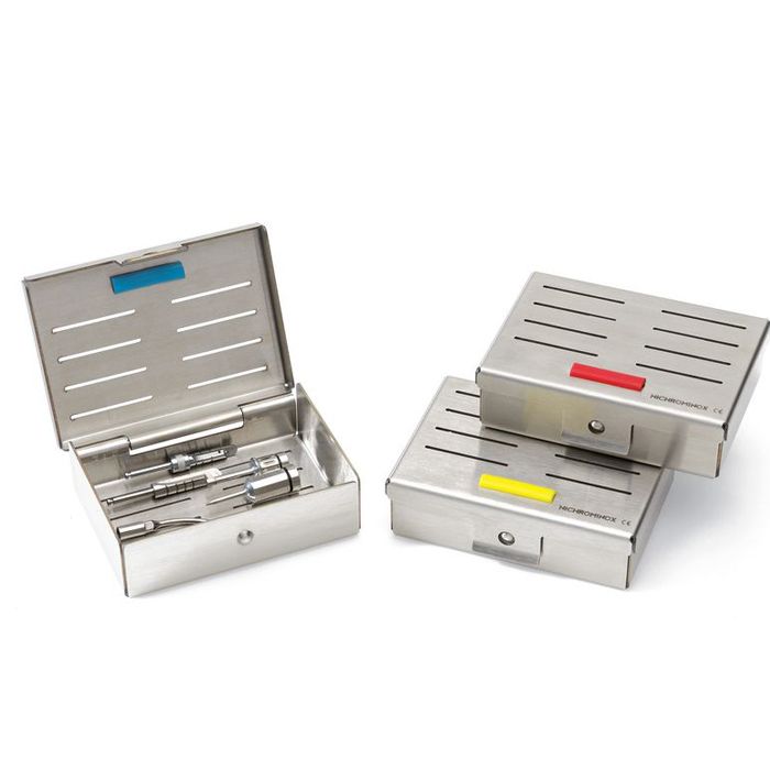 CAJA / CASSETTE CLASIFICAR Y ESTERILIZAR INSTRUMENTAL 6 COMPARTIMENTOS GRIS - NICHROMINOX