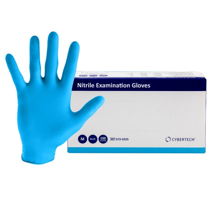 GUANTES NITRILO SIN POLVO AZUL CYBERTECH