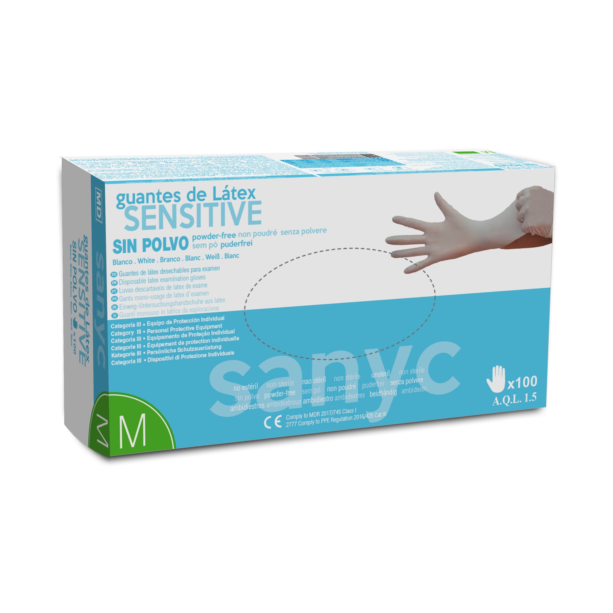 GUANTE LÁTEX SENSITIVE SIN POLVO SANICEN