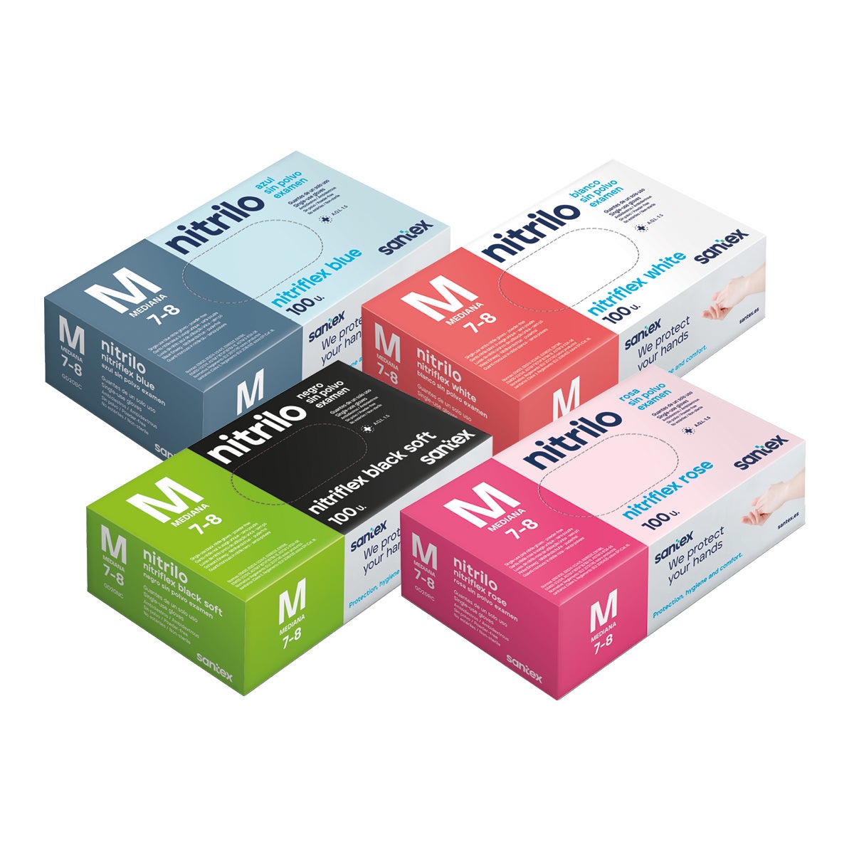 GUANTES NITRILO COLORES 100U SANTEX