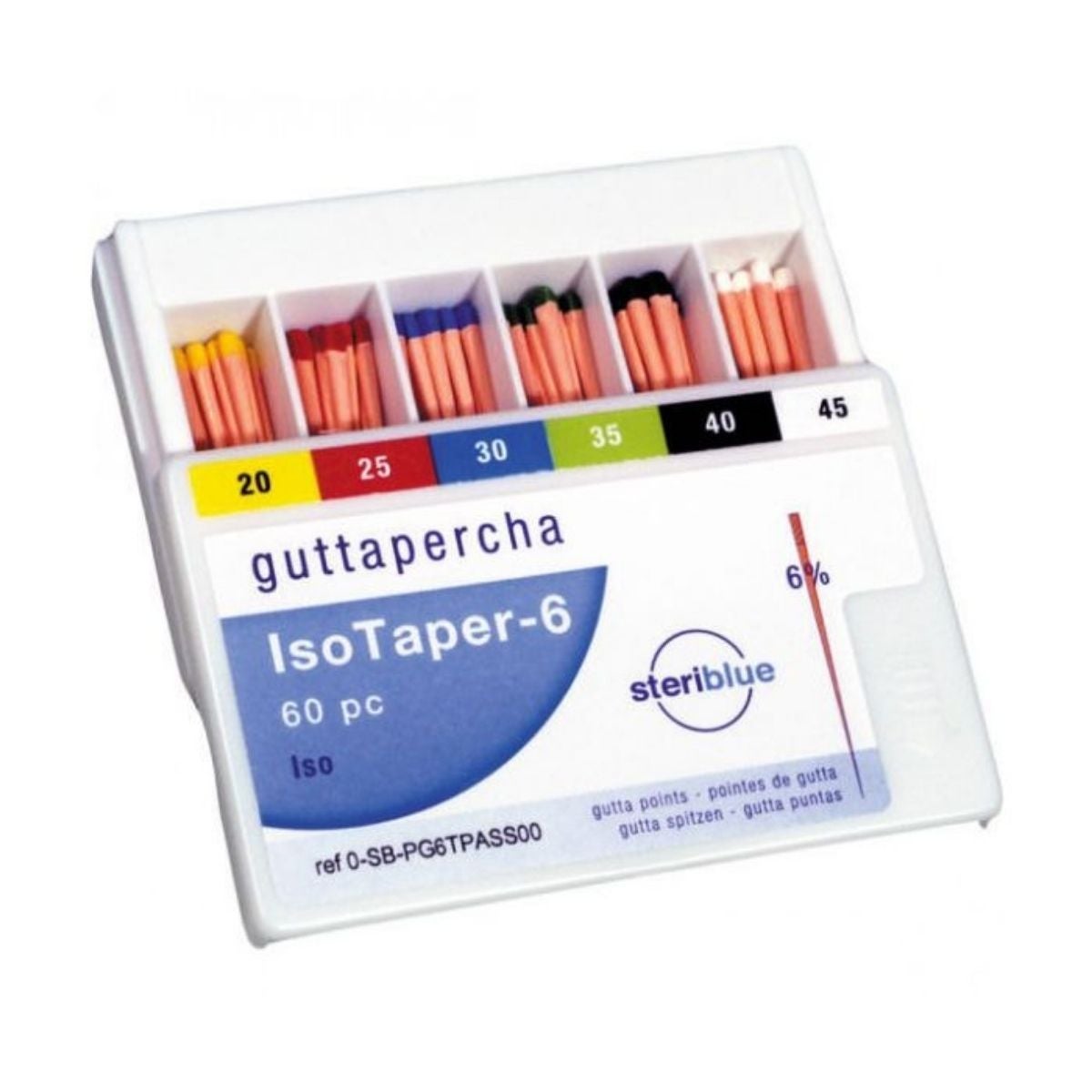 PUNTAS GUTA ISO CONICIDAD 6% N20 60U STERIBLUE