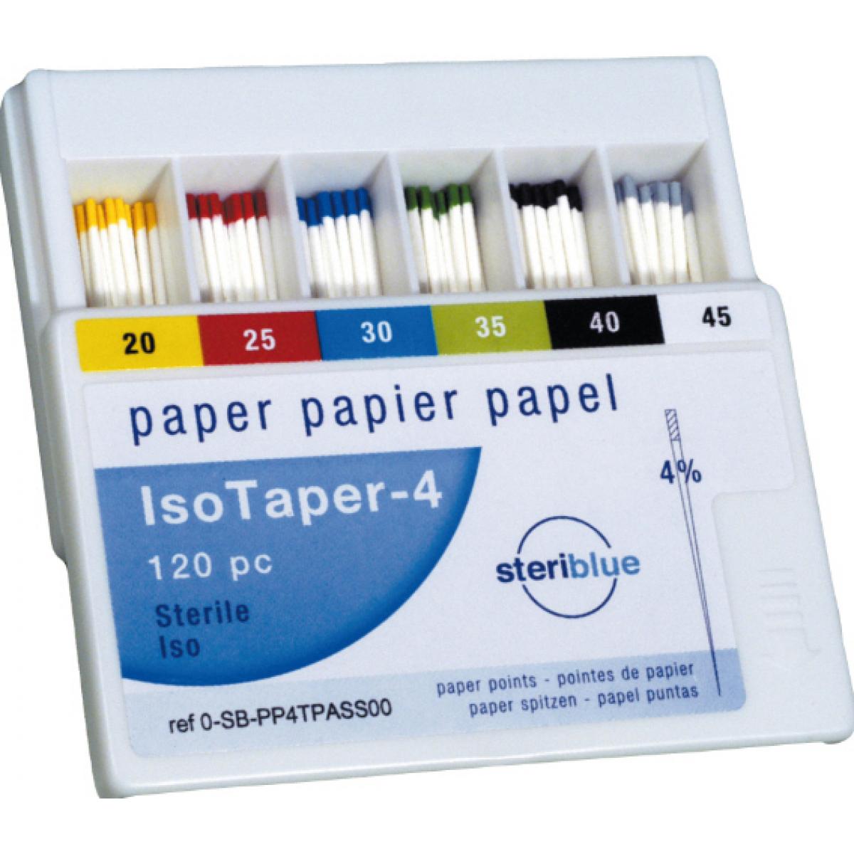 PUNTAS PAPEL ISO CONICIDAD 6% N25 120U STERIBLUE