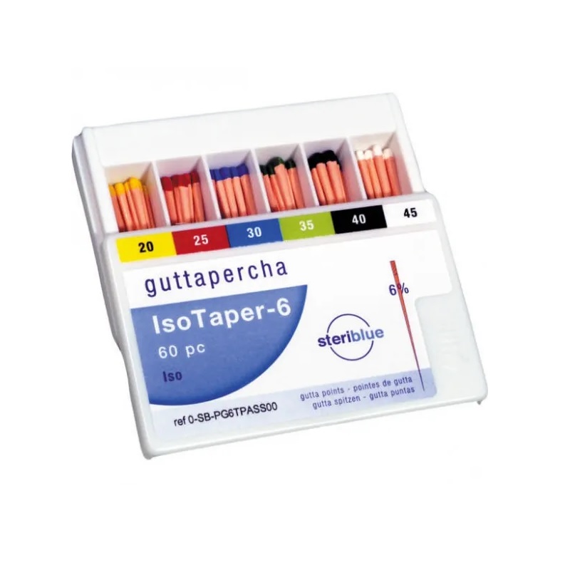 PUNTAS GUTAPERCHA CONICIDAD 6% STERIBLUE