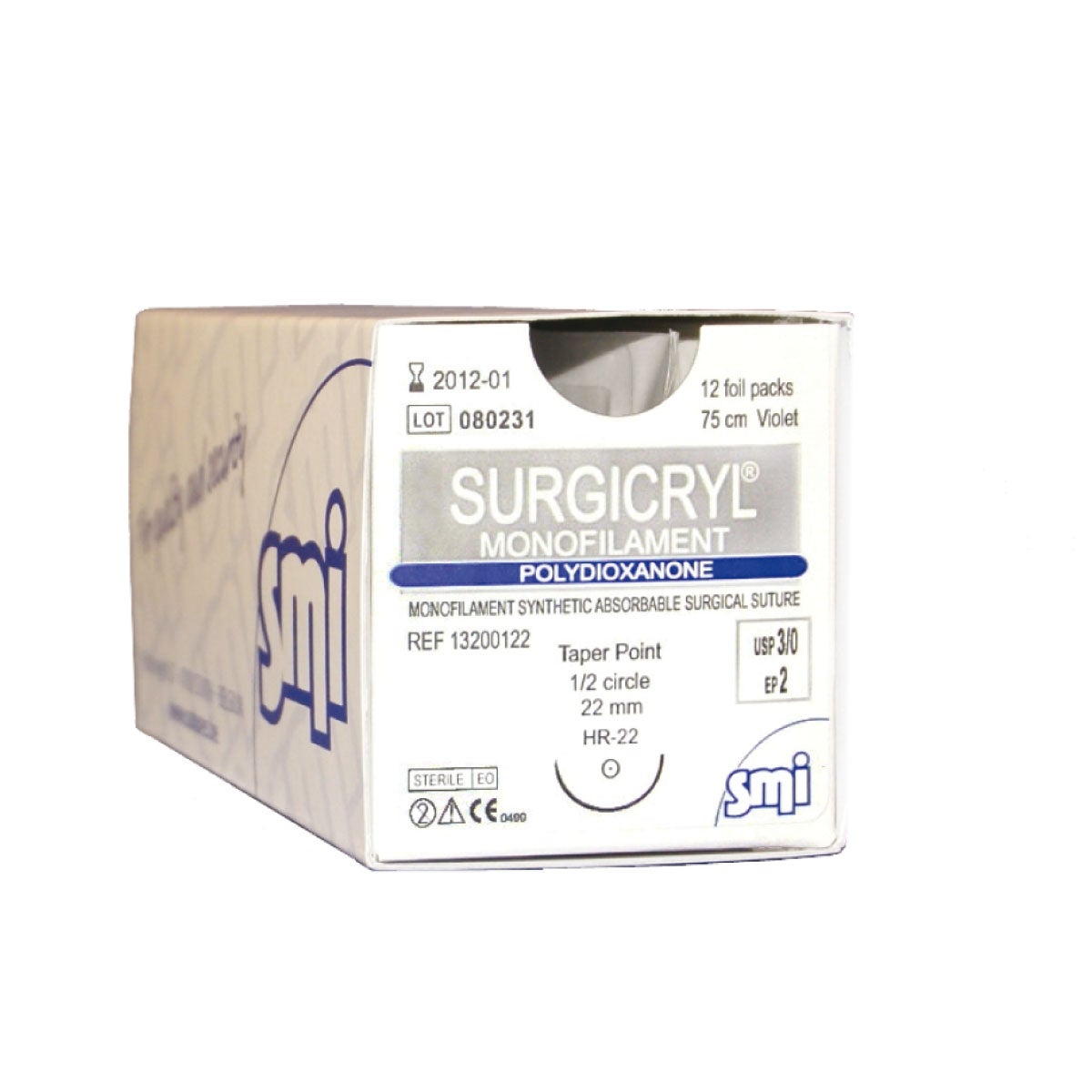 SUTURAS ABSORBIBLES SURGICRYL 910 4/0 AG.17MM CIL1/2 HE.75C 12U - SMI