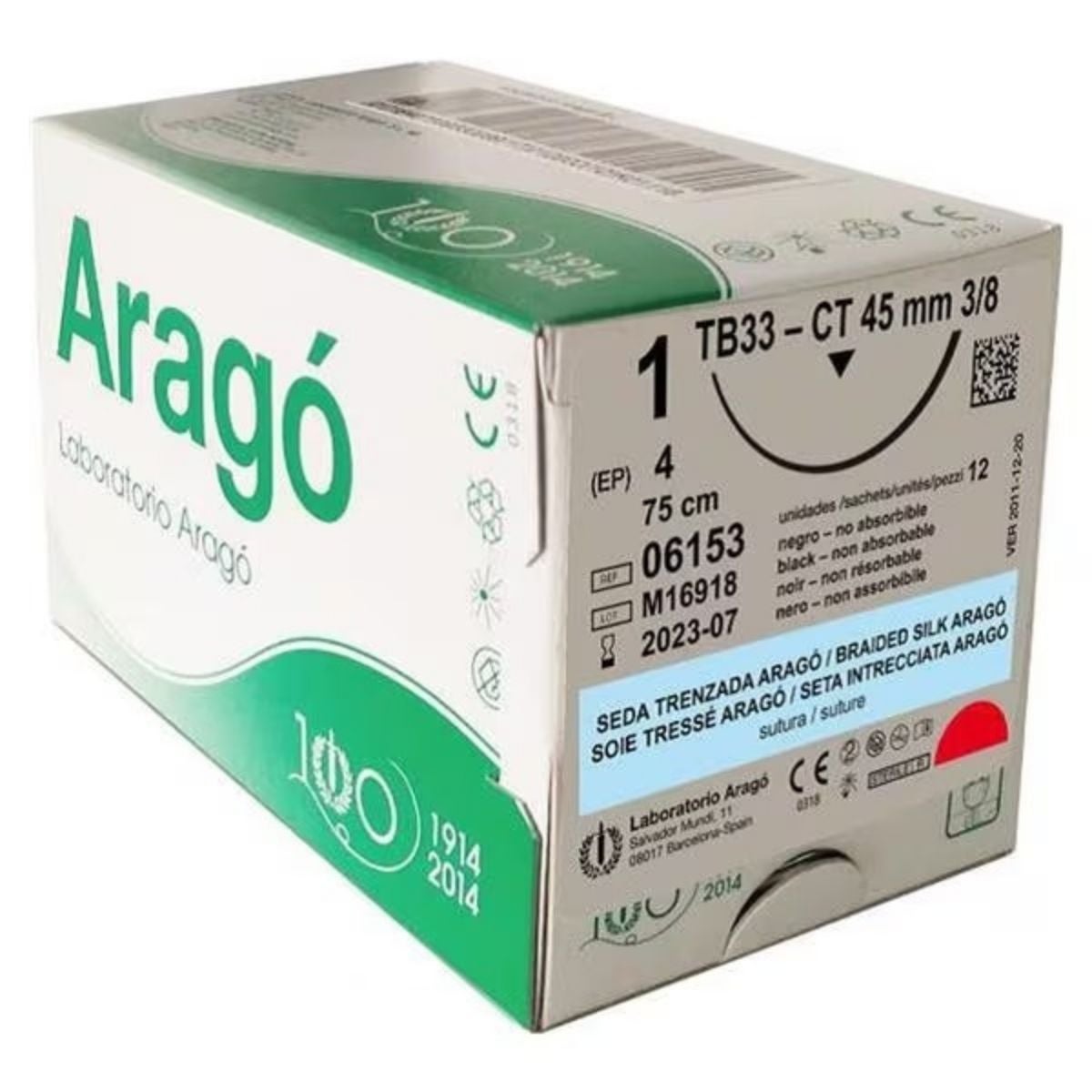 SUTURA NYLON 1/2 TC12 4/0 75CM TRIAN 36U ARAGO