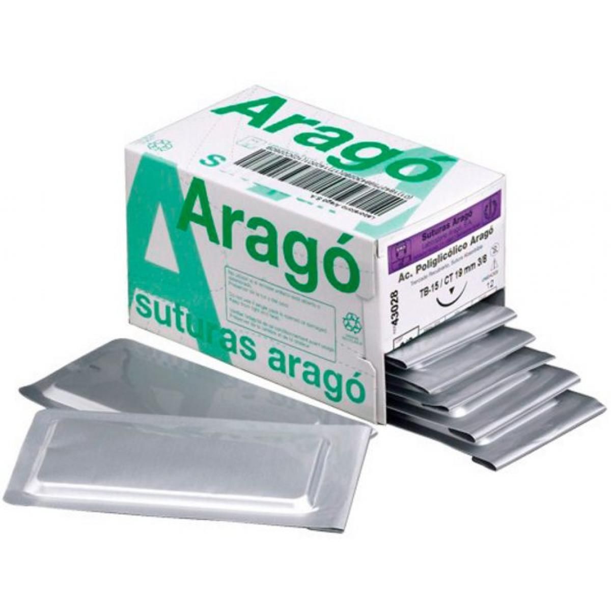 HILO DE SUTURA PGA ABSORBIBLE TB12 CT16MM 5/0 43035 12U - ARAGO