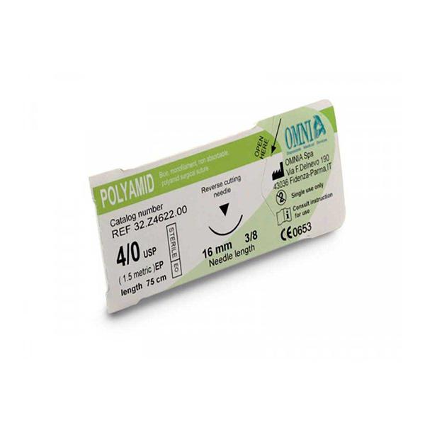 SUTURA POLIAMIDA 75CM 5/0 12MM 3/8 CORTAN 24U - OMNIA