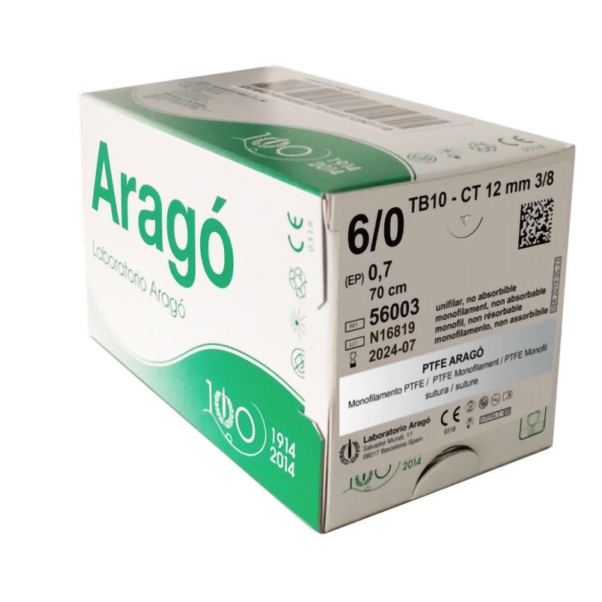 SUTURA PTFE UNIF 3/8 75CM TRIANGULAR ARAGO